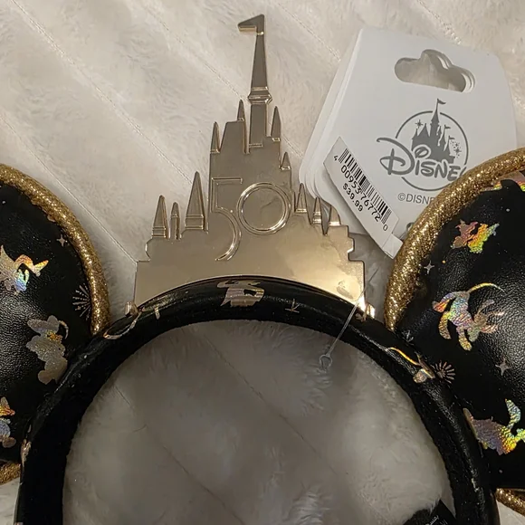 Disney Offical 50 Year Anniversary Black and Gold Magical Ears NWT - Picture 2 of 4